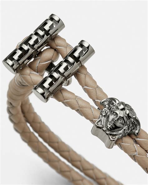 men's leather bracelets versace|medusa braided leather bracelet.